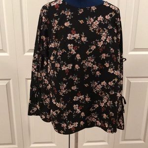 Black floral blouse